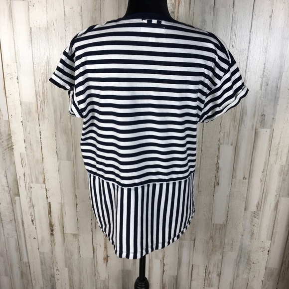 Derek Lam 10 Crosby Asymmetrical Stripe Tee Shirt - Picture 5 of 7